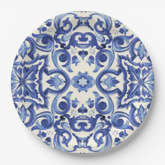 Modern Italian Blue  La Dolce vita Paper Plate