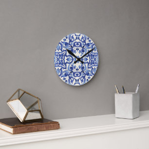 Modern Italian Blue  La Dolce vita  Round Clock