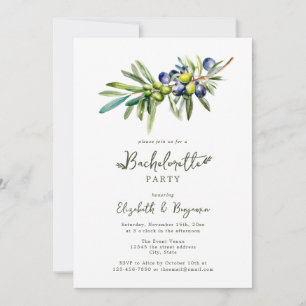 Modern Italian Olive Branch Bachelorette Party Invitation