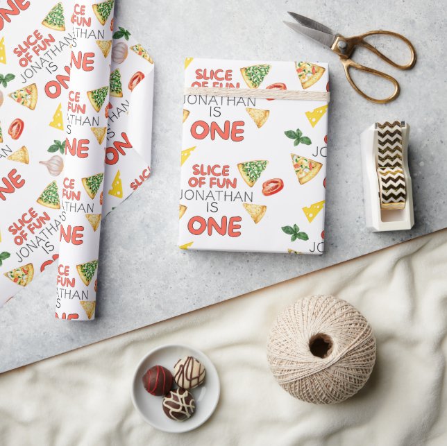 Modern Italian Pizza 1st birthday Party  Wrapping Paper (Crafts)