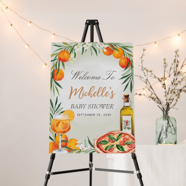 Modern Italian Pizza  Baby Shower Welcome Sign (In Situ (Stand))