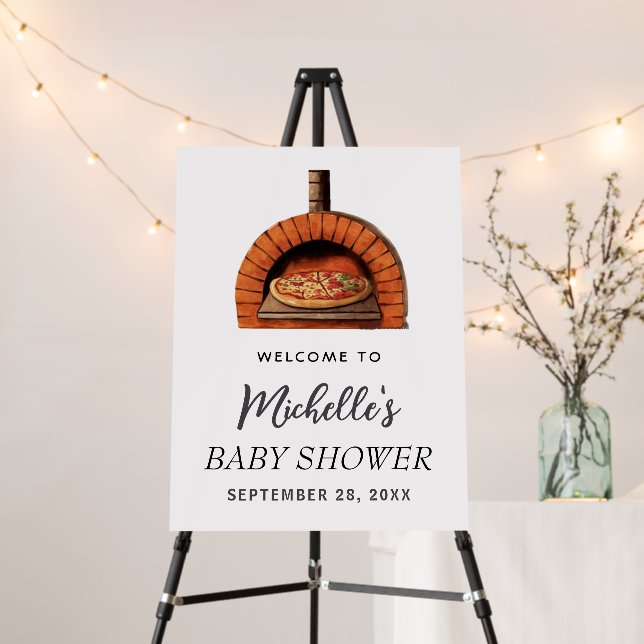 Modern Italian Pizza  Baby Shower Welcome Sign   (In Situ (Stand))