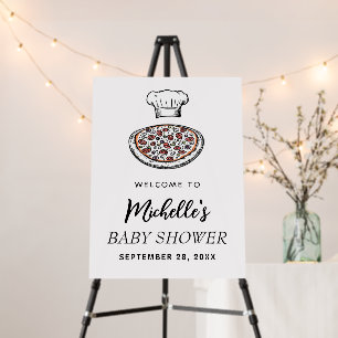Modern Italian Pizza Baby Shower Welcome Sign