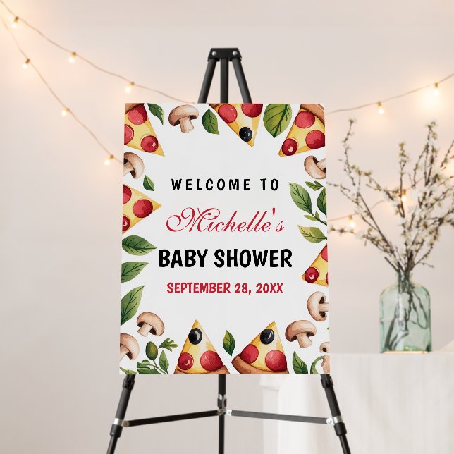 Modern Italian Pizza  Baby Shower Welcome Sign (In Situ (Stand))