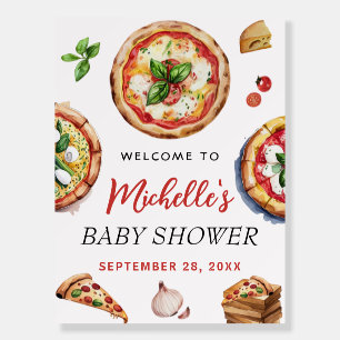 Modern Italian Pizza  Baby Shower Welcome Sign