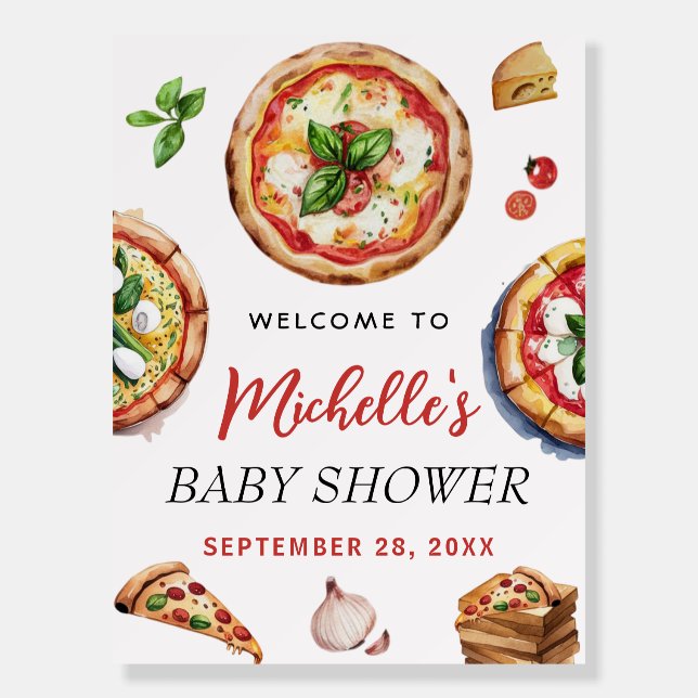 Modern Italian Pizza  Baby Shower Welcome Sign (Front)