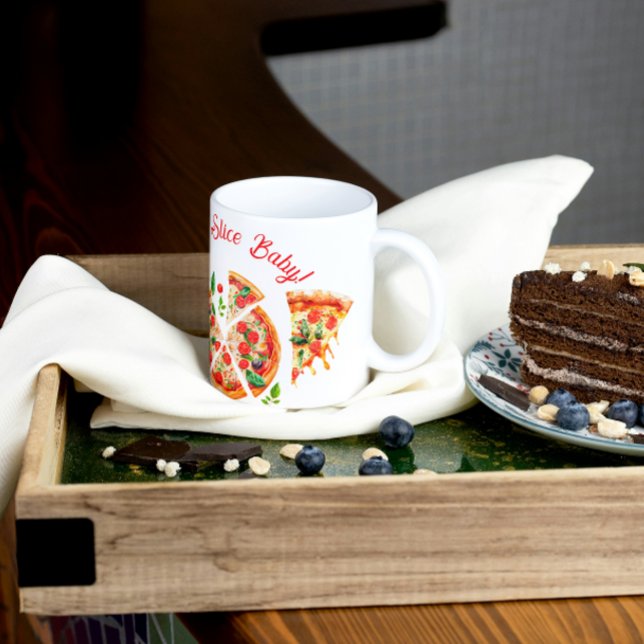 Modern Italian Pizza Party Slice Slice Baby Shower Coffee Mug (Creator Uploaded)