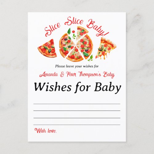 Modern Italian Pizza Party Slice Slice Baby Shower Invitation Postcard