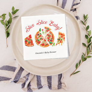 Modern Italian Pizza Party Slice Slice Baby Shower Napkins