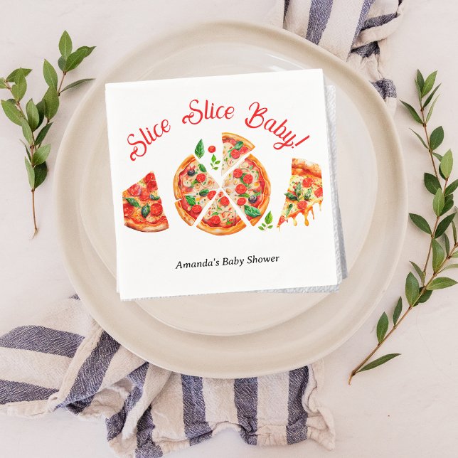Modern Italian Pizza Party Slice Slice Baby Shower Napkins (Creator Uploaded)