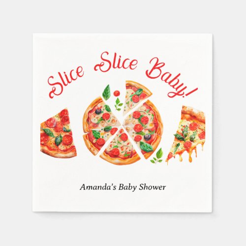 Modern Italian Pizza Party Slice Slice Baby Shower Napkins