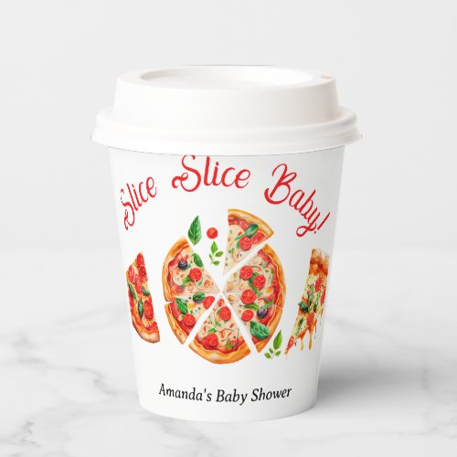 Modern Italian Pizza Party Slice Slice Baby Shower Paper Cups