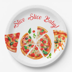 Modern Italian Pizza Party Slice Slice Baby Shower Paper Plates