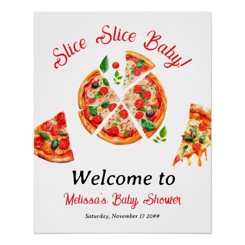 Modern Italian Pizza Party Slice Slice Baby Shower Poster