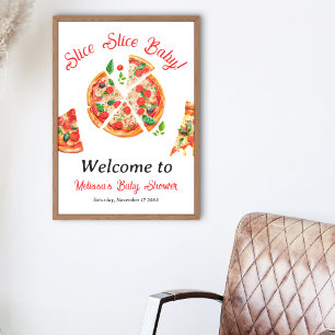 Modern Italian Pizza Party Slice Slice Baby Shower Poster