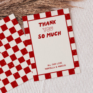 Modern Italian Red Checkered Thank You Card