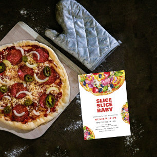 Modern Italian Slice Slice Pizza Baby Shower Invitation