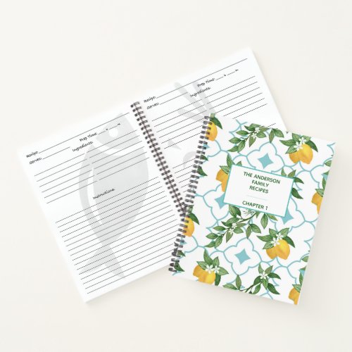 Modern Italian Tile Lemon Family Recipe Book