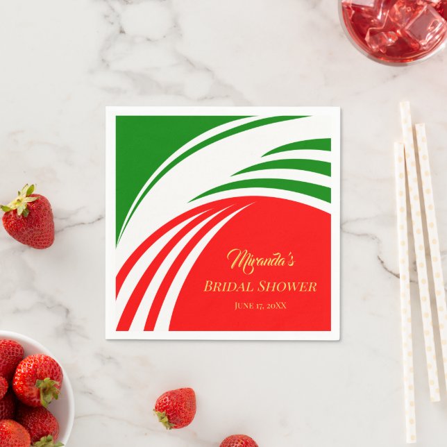 Modern Italy Flag Bridal Shower Napkins (Insitu)