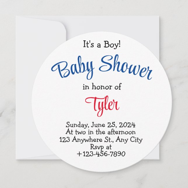 Modern It's A Boy Baseball Baby Shower Invitations (Front)