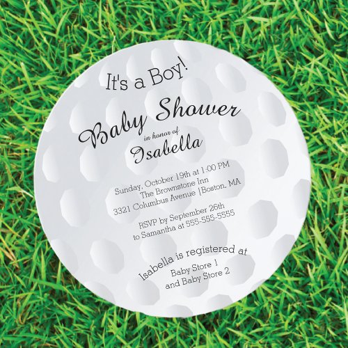 Modern Its A Boy Golf Ball Baby Shower Invitation