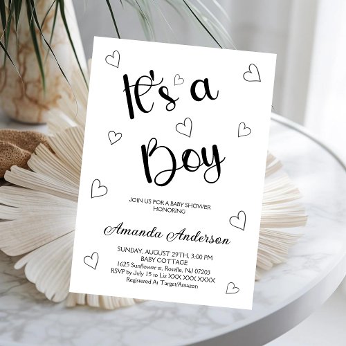 Modern Its a boy heart baby shower Invitation