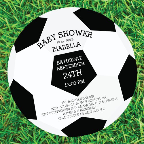 Modern Its A Boy Soccer Baby Shower Invitations