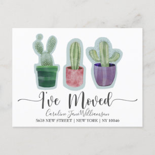 Modern I've Moved Cactus Announcement Postcard