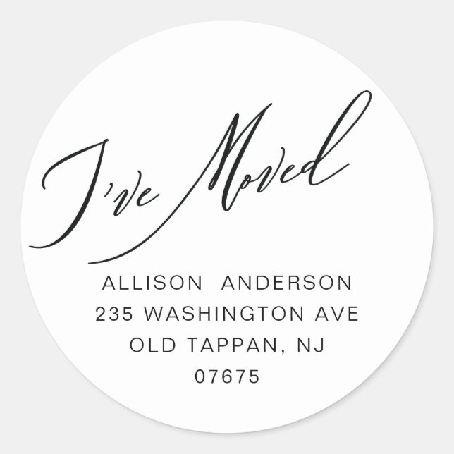 Modern I've Moved Return Address Classic Round Sti Sticker (Front)