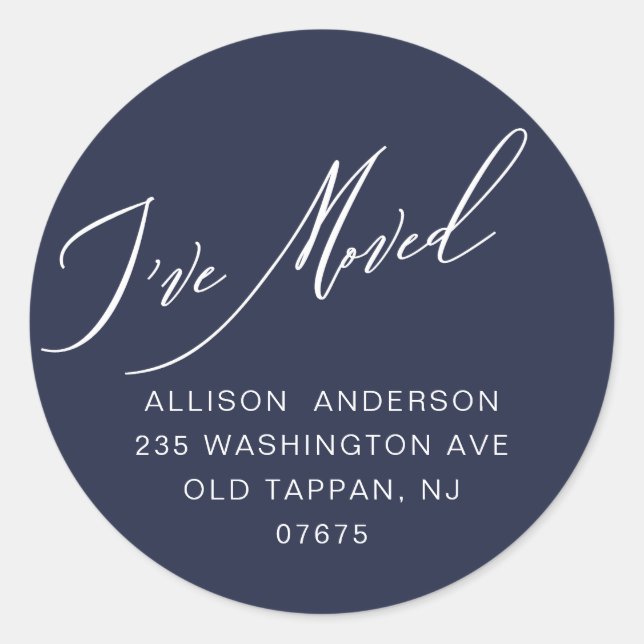 Modern I've Moved Return Address Classic Round Sticker (Front)
