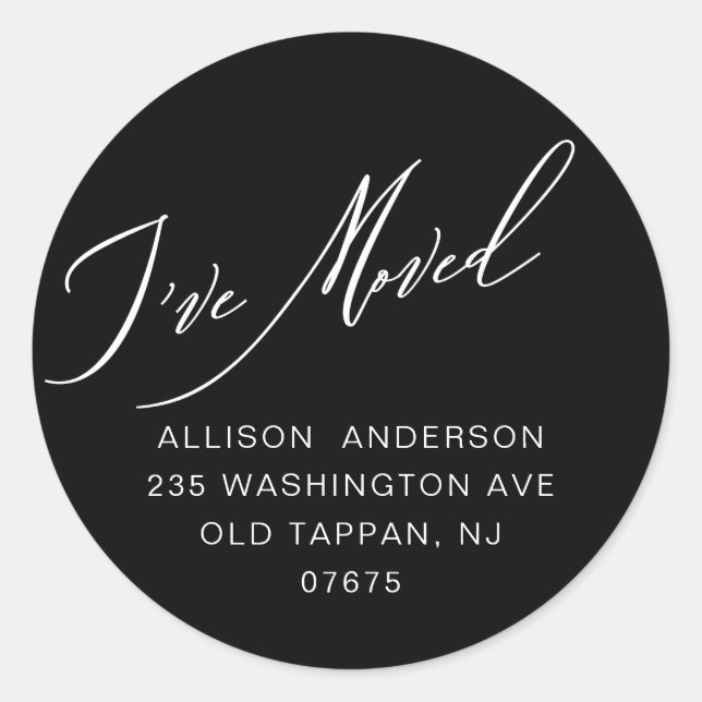 Modern I've Moved Return Address Classic Round Sticker (Front)