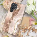 Modern Ivory Agate & Rose Gold Glitter Monogram Samsung Galaxy S22 Ultra Case<br><div class="desc">Enhance the elegance of your phone with our exquisite "Modern Ivory Agate & Rose Gold Glitter Monogram Samsung Galaxy S22 Ultra Case". This sophisticated case features a captivating blend of ivory champagne agate design and sparkling rose gold glitter accents, creating a luxurious and personalized look. Protect your phone with style...</div>