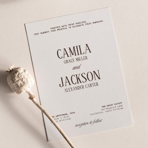 Modern Ivory and Brown Wedding Invitation