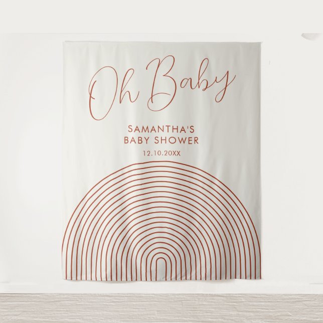 Modern ivory Baby Shower Backdrop (Front)