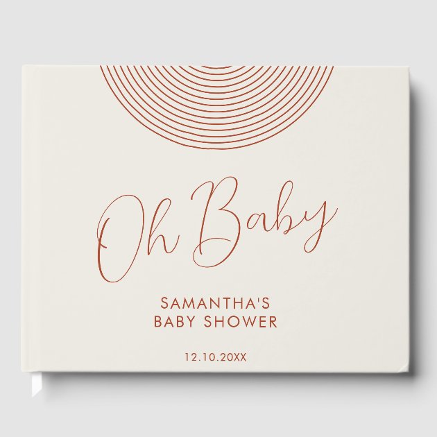 Modern ivory Baby Shower geometric Guest Book