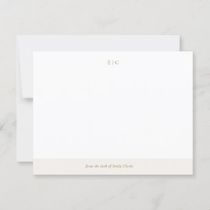 Modern ivory beige monogram stationery note card