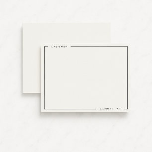 Modern Ivory Black Border Stationery Note Card