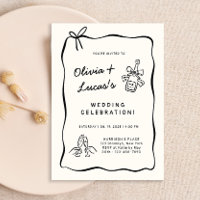Modern Ivory & Black Hand-Drawn Wedding