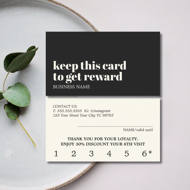 Modern Ivory Black Light Yellow Beauty Bold Salon Loyalty Card (Creator Uploaded)