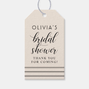 Modern Ivory Black Script Wedding Shower Favor Gift Tags