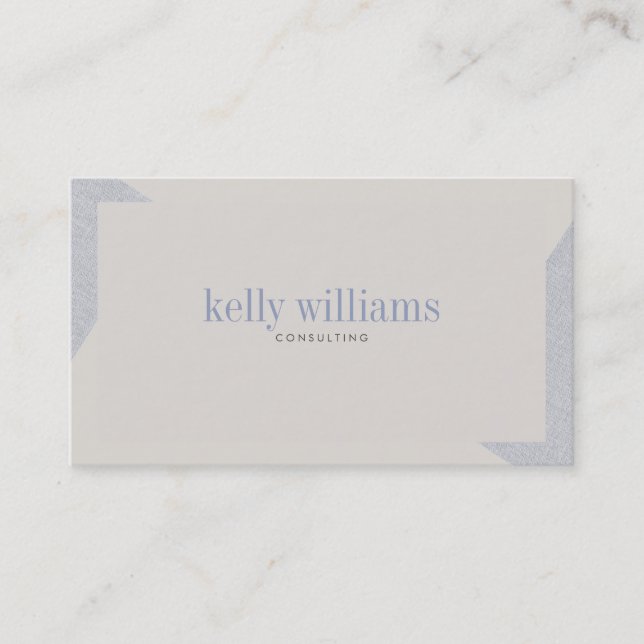 Modern Ivory & Blue-Gray Geometric Corners Business Card (Front)