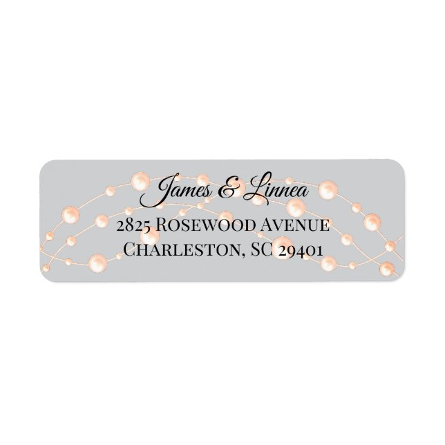 Modern Ivory Blush Romantic Pearl Neutral Wedding Label (Front)