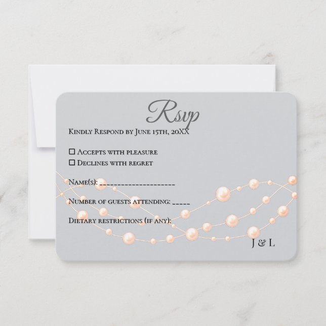 Modern Ivory Blush Romantic Pearl Neutral Wedding RSVP Card (Front)