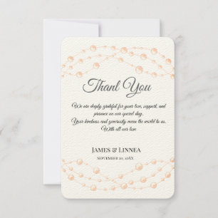 Modern Ivory Blush Romantic Pearl Neutral Wedding Thank You Card