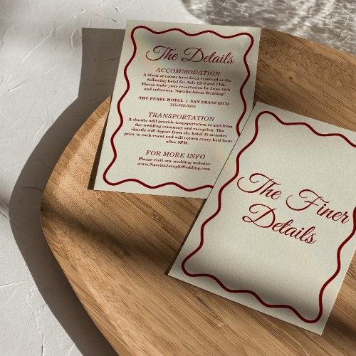 Modern Ivory Bold Funky Retro Chic Wedding Details Enclosure Card