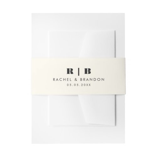 Modern Ivory Bold Monogram Wedding Invitation Invitation Belly Band