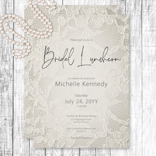 Modern Ivory Bridal Lace Bridal Luncheon Invitation (Modern Ivory Bridal Lace Bridal Luncheon Invitation)