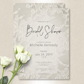 Modern Ivory Bridal Lace Bridal Shower Invitation