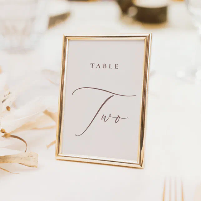 Modern Ivory Calligraphy Table Two Table Number | Zazzle