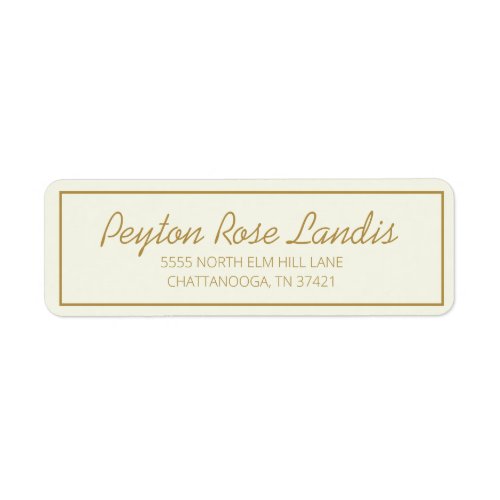 Modern Ivory Cream Gold Script Label